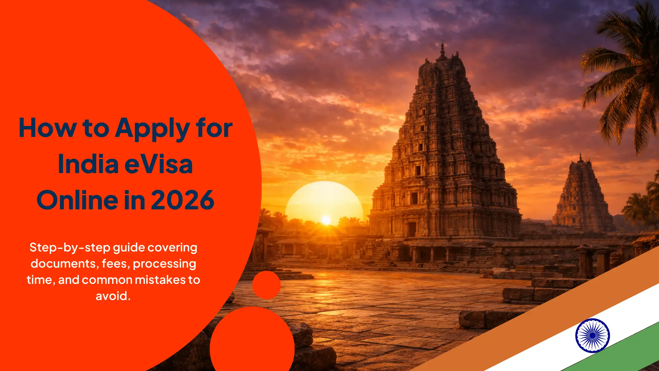 How to apply for India eVisa online in 2026 with temple at sunrise representing Indian travel destinations