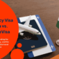 Emergency Visa to India vs. Urgent eVisa comparison showing a passport, model plane, and Indian flag, helping travelers choose the correct visa application path for 2026